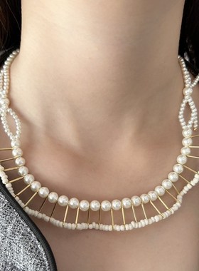 日韩小众设计高级感随心褶皱珍珠项链女气质简约时尚轻奢百搭颈链