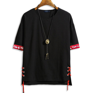 加肥加大号超特大码 体t恤男 夏中国风潮牌胖子宽松8XL棉麻圆领短袖