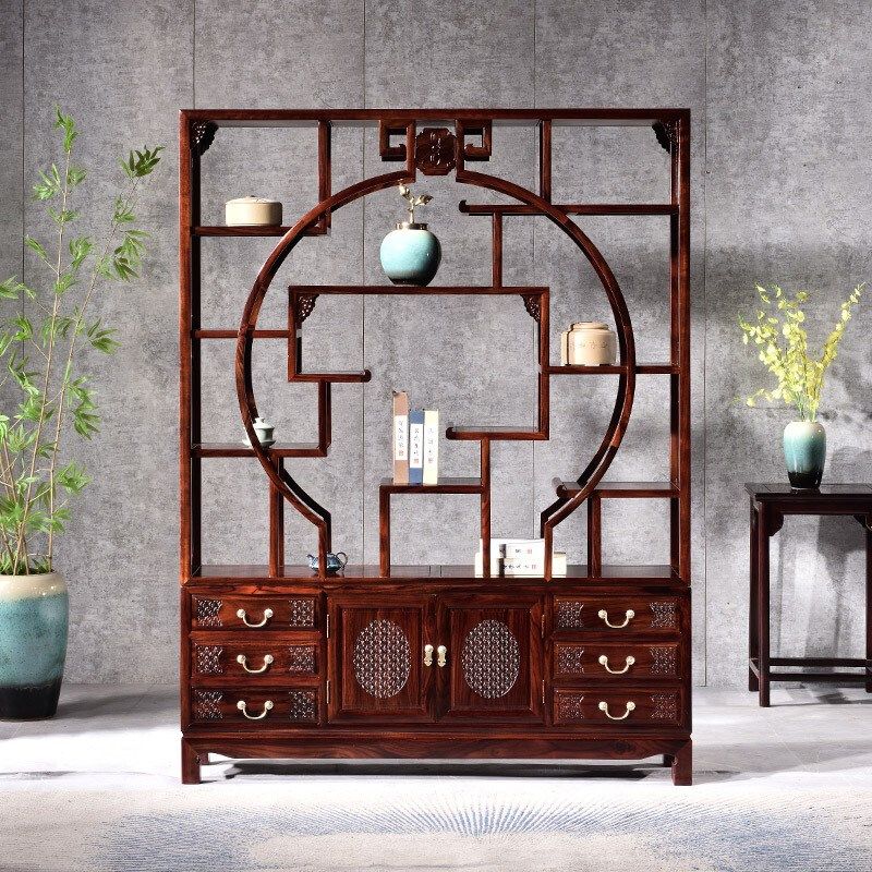 红木家具印尼黑酸枝博古架多宝阁阔叶黄檀置物架客厅新中式隔断