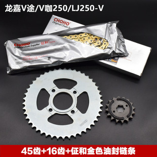 适用龙嘉V咖/V途250大小链轮 复古摩托车LJ250-V牙盘改装油封链条