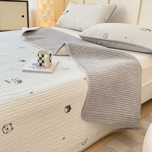 双面可用一面全棉一面牛奶绒床盖24新款秋冬榻榻米加绒床单三件套