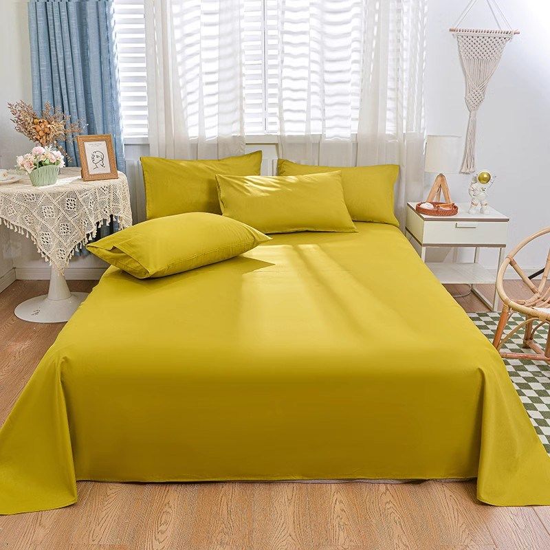 全棉简约大方素色深姜黄色床单单品纯棉斜纹环保印染纯色黄色被单,床上用品,床单,淘宝优惠券,粉丝福利购,淘宝优惠卷