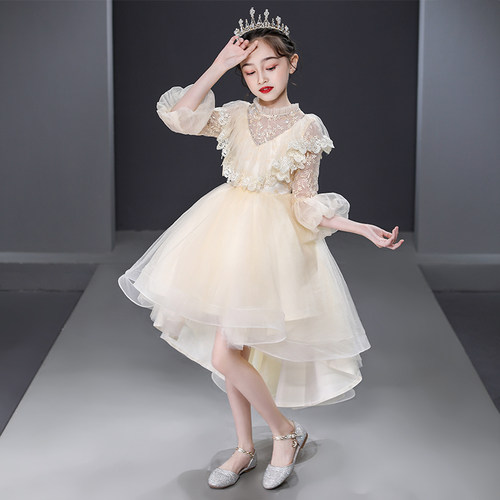 儿童晚礼服公主裙女童蓬蓬纱小孩花童长袖高端定制钢琴走秀演出服