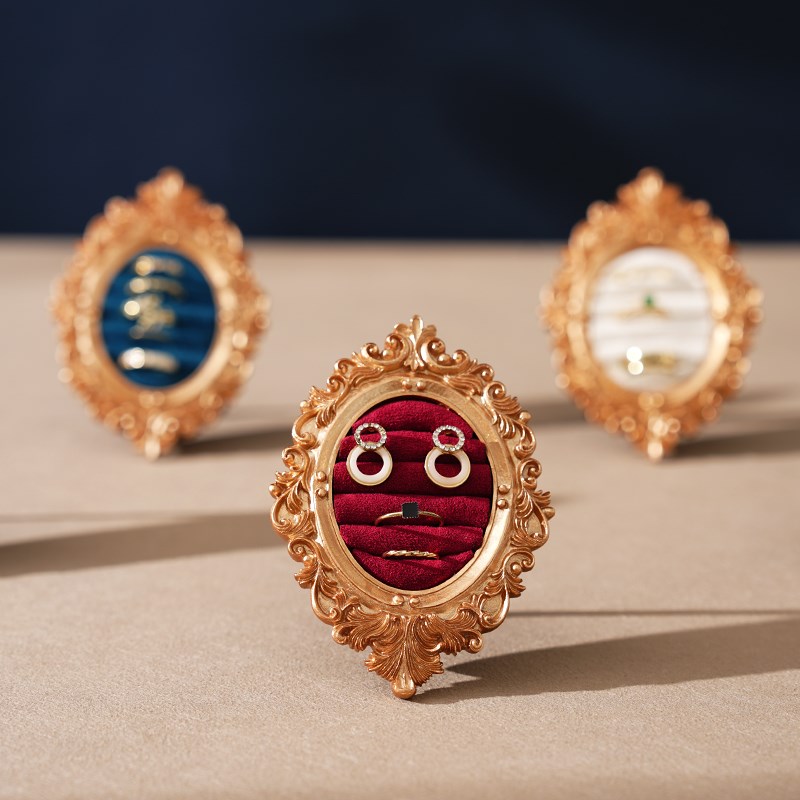 首饰展示架椭圆相框复古戒u指收纳盘饰品店铺陈列拍摄道具家用摆