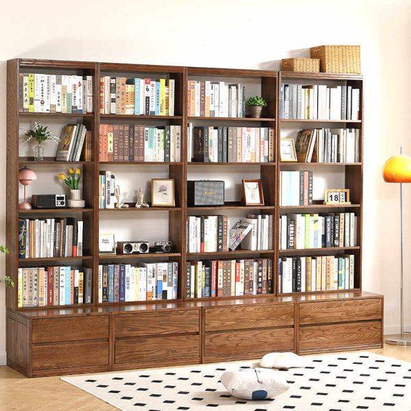 实木书柜满墙书架整墙书橱落地柜子组合客厅书柜一体开放式格子,住宅家具,组合书柜,淘宝优惠券,粉丝福利购,淘宝优惠卷