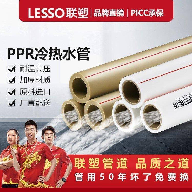 广西LESSO排水雄塑PPR内灰白冷热水暖气管饮热熔管量大优惠