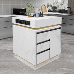 岩台单独操作台功能厨房板小户型餐厅隔断中岛吧岛伸缩定制尺寸