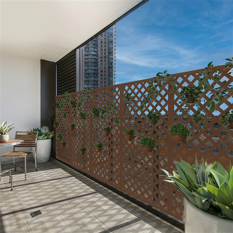 塑木防腐木塑栅栏篱笆塑木围栏护栏庭院网L格隔断爬藤花架室内户