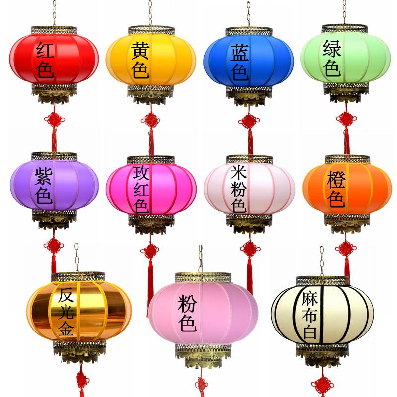 绿色灯笼彩色g装饰中式仿古羊皮户外防水中国风吊灯发光元宵节宫