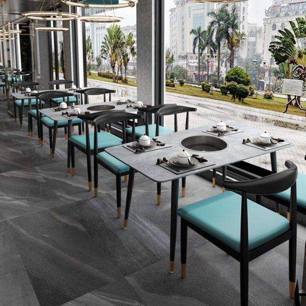 饭店岩板火锅桌电磁炉烤涮一体烧烤串串烤肉店轻奢餐桌椅组合商用,住宅家具,岩板餐桌,淘宝优惠券,粉丝福利购,淘宝优惠卷