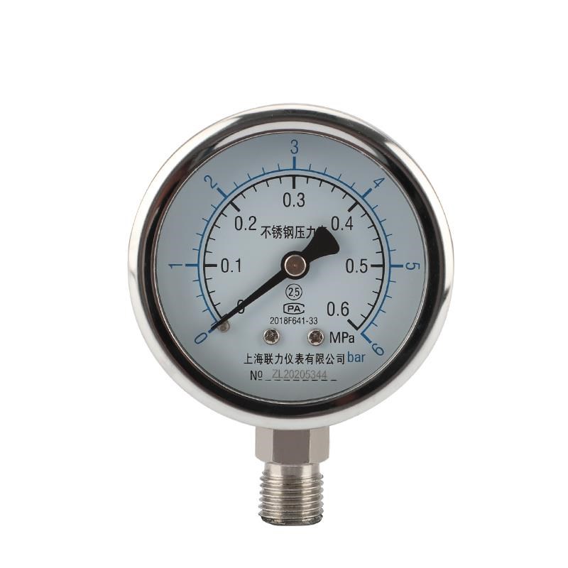 Y60BF不锈钢压力表n-0.1至60Mpa 水压气压表油压液压负压表真空表