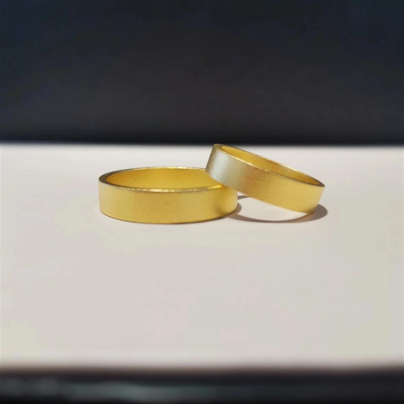 古法金包银戒指女四方平s底指环情侣磨砂哑光素圈男生日礼物送女