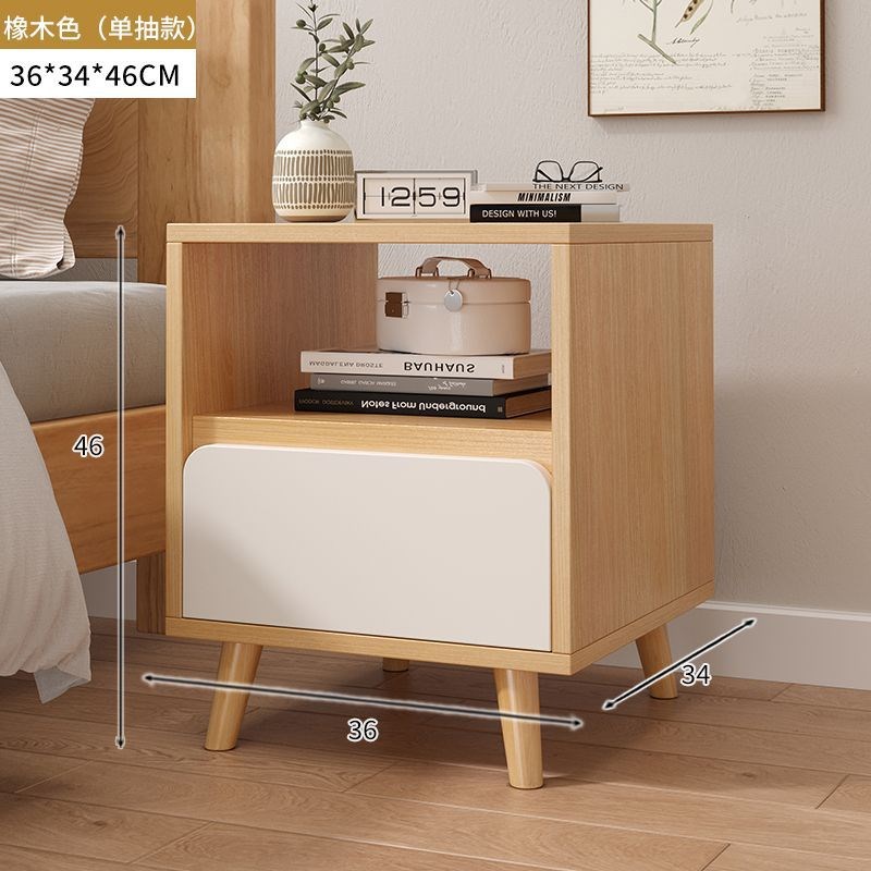床头柜卧室d简约现代简易收x纳柜小型床尾储物柜家用实木质床边柜