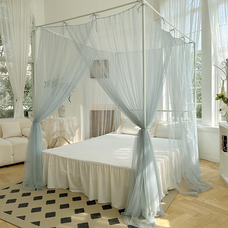 2024新款落地家用三开门简约防尘顶蚊帐1.35床1.S8m床绑绳款单帐