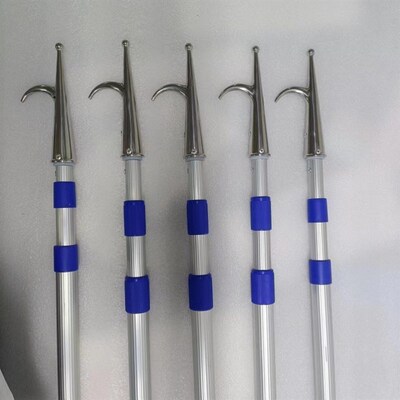 不锈钢船钩子救生艇钩船用篙钩铝合金伸缩拖钩快艇捞绳钩靠岸撑杆