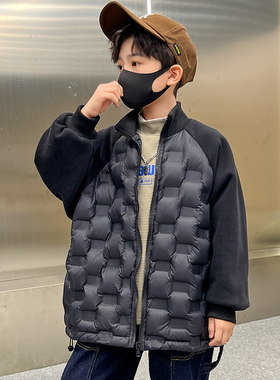 童装男童羽绒服2022新款儿童轻薄款中长款冬季冬装加厚炸街外套潮