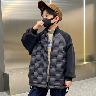 童装男童羽绒服2022新款儿童轻薄款中长款冬季冬装加厚炸街外套潮