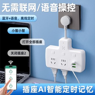 无需联网手机控制蓝牙控制开关语音离线AI智能循环定时插座转换器