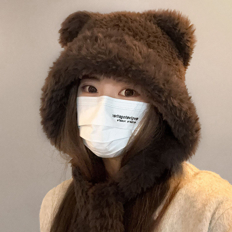 毛绒绒帽子女款2025新款秋冬款大头围韩系可爱小熊耳朵护耳雷锋帽,服饰配件/皮带/帽子/围巾,帽子,淘宝优惠券,粉丝福利购,淘宝优惠卷