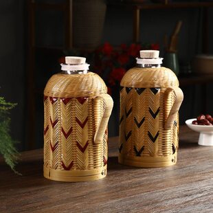 老式玻璃热水壶热水瓶茶室复古传统保温瓶开水瓶内胆真空家用竹编