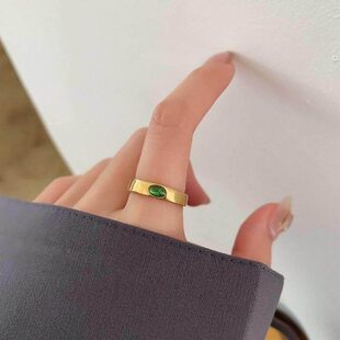 马戒指女风简约胖MM手胖眼网红手大码绿钻大号食指指环粗时尚欧美