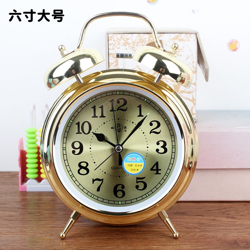 大号超大铃声懒人起床神器大闹钟强力叫醒学生用T六寸夜灯金属静