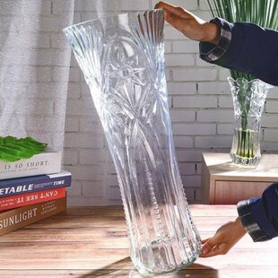50水培富贵竹落地特大号cm客厅摆件花瓶玻璃大号大口径高插花透明