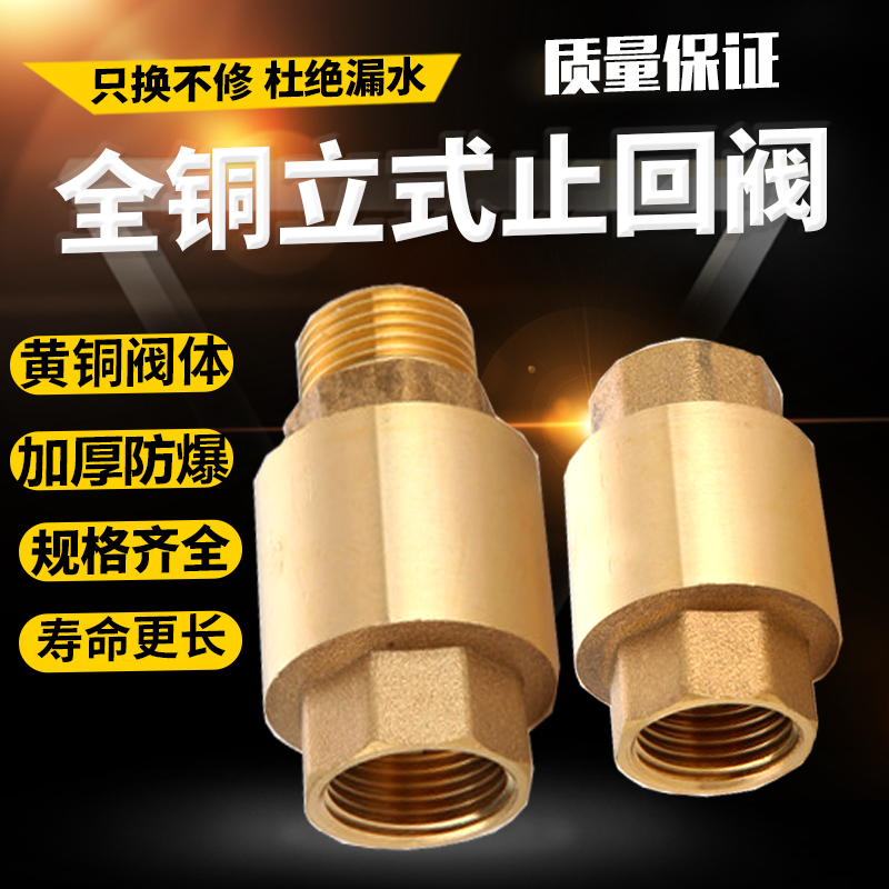 全铜加厚内外丝止回阀4分6分1寸水管水表弹簧单向X阀立式止逆阀