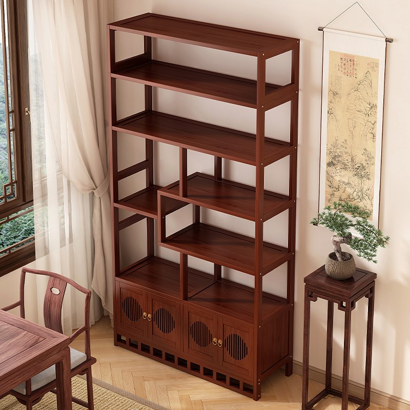 新中式博古架f茶柜置物架茶室布置茶具收纳柜多宝阁摆件展示架书 - 封面