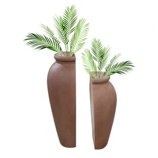 巴壁半圆形玻璃钢花瓶落地花器KTV酒店插花花缸简约卧室客厅居家