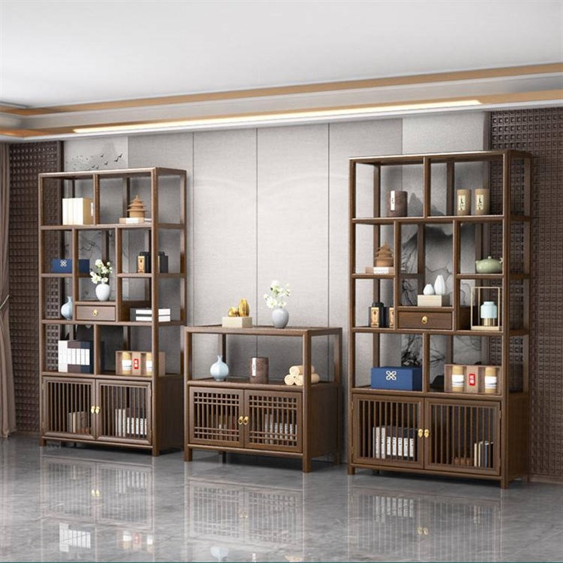 实木中式多e宝阁博古架茶具茶叶柜置物架台式办公室茶桌展示收纳