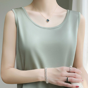 内搭打底2025夏新款 宽带凉感醋酸吊带背心女宽松无袖 t恤上衣西装