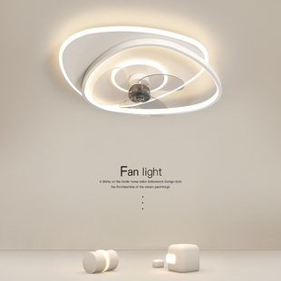 主卧室灯360度摇头风扇灯2024年新款儿童房间静音一体电扇吸顶灯