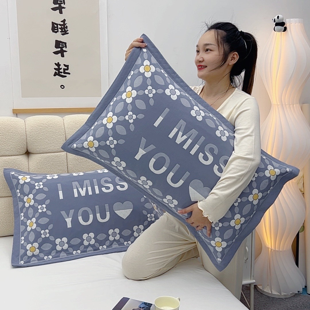 纯棉纱布枕套一对装加厚枕头套单人成人枕芯内胆套家用枕芯套