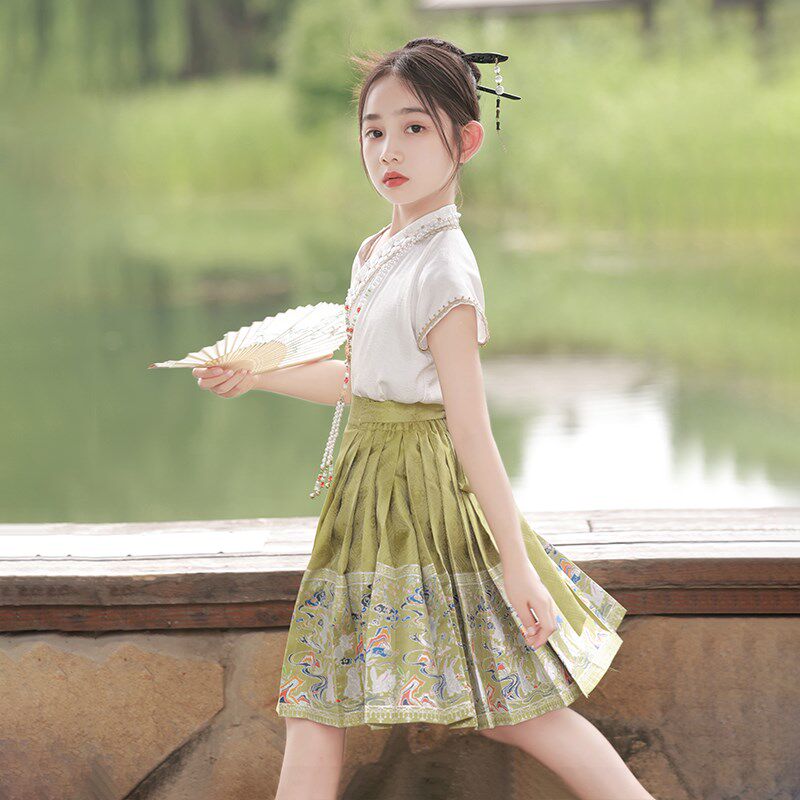 马面裙女夏季2025新款女童夏装连衣裙儿童汉服女款明制改良半身裙图片