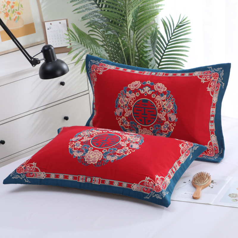 纯棉纱布枕套一对装加厚枕头套单人成人枕芯内胆套透气吸汗家用