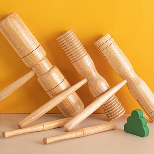 成人双响筒儿童奥尔夫打击乐器橡木双响筒婴幼儿乐器高中低音梆子