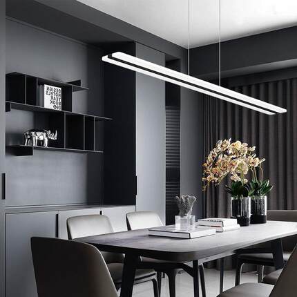 办公室吊灯现代led长条个性简约超亮书房餐厅会议工作室办公照明