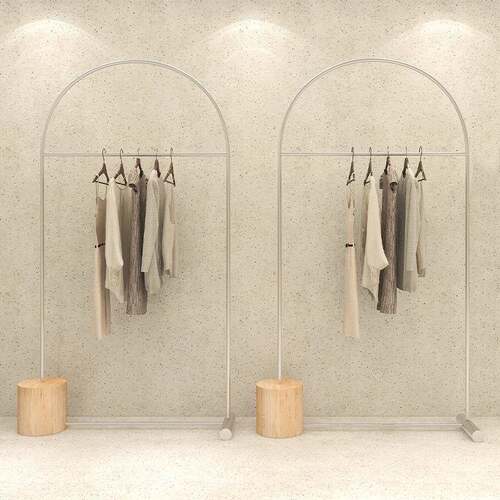 服装店展示架落地式不锈钢拉丝异形陈列架女装店货架网红挂衣架子