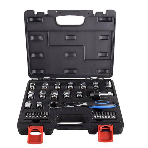 进口32pcs3/81/4棘轮扳手组合套装中空梅花英制套筒汽修工具