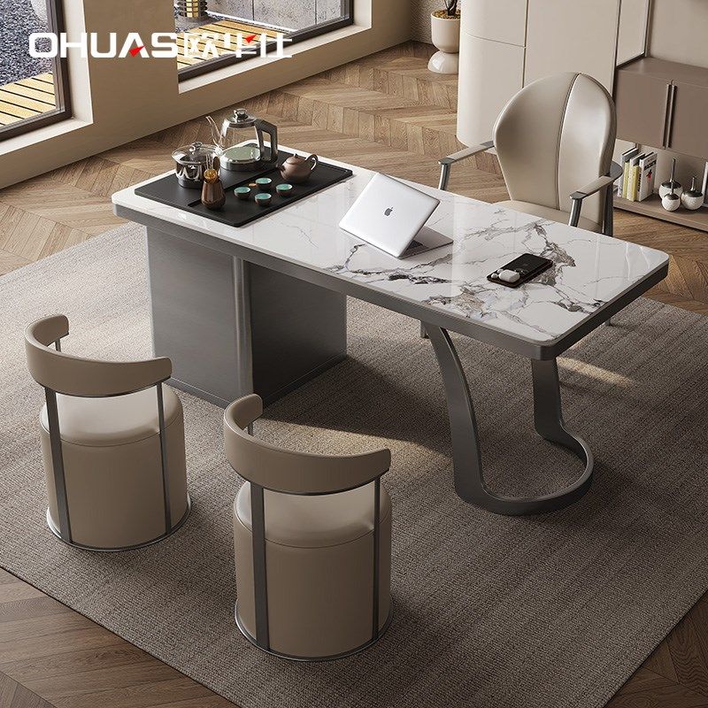 意式岩板茶桌家用小茶台高级感轻奢现代简约泡茶桌阳台茶桌椅组合