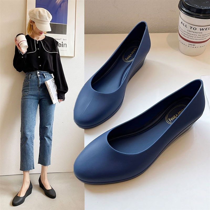 坡跟果冻雨鞋2023夏季浅口包头防水平底鞋纯色防滑休闲沙滩凉鞋女,女鞋,雨鞋,淘宝优惠券,粉丝福利购,淘宝优惠卷