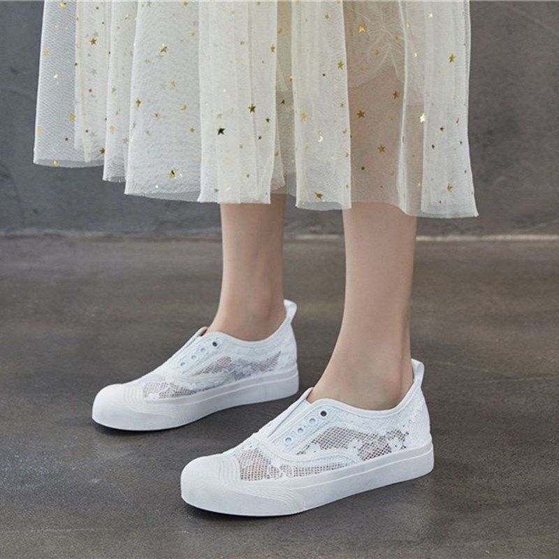 渔夫鞋女CCVV夏季新款蕾丝网面百搭休闲平底一脚蹬网纱舒适小白鞋,女鞋,渔夫鞋,淘宝优惠券,粉丝福利购,淘宝优惠卷