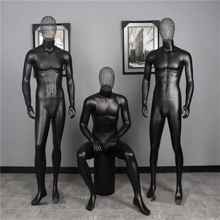 时尚男装店服装模特道具男全身哑光电镀镂空头模特橱窗假人展示
