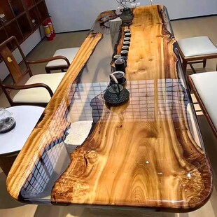 环氧树脂河流桌i实木大板茶桌轻奢茶台餐桌茶几家具树脂胶木板实
