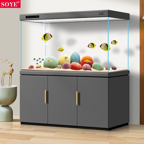 鱼缸客厅家用底滤轻奢落地屏风隔断超白生态大型2024新款水族箱