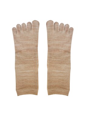 天然彩棉中筒五指袜子五趾男女士分指分趾纯棉全棉瑜伽棕绿色跑步