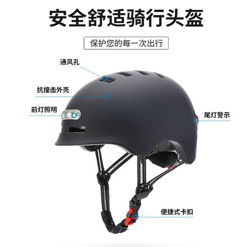 电动电瓶车头盔自行车滑板车平衡车单车智能带灯安全帽男士女款
