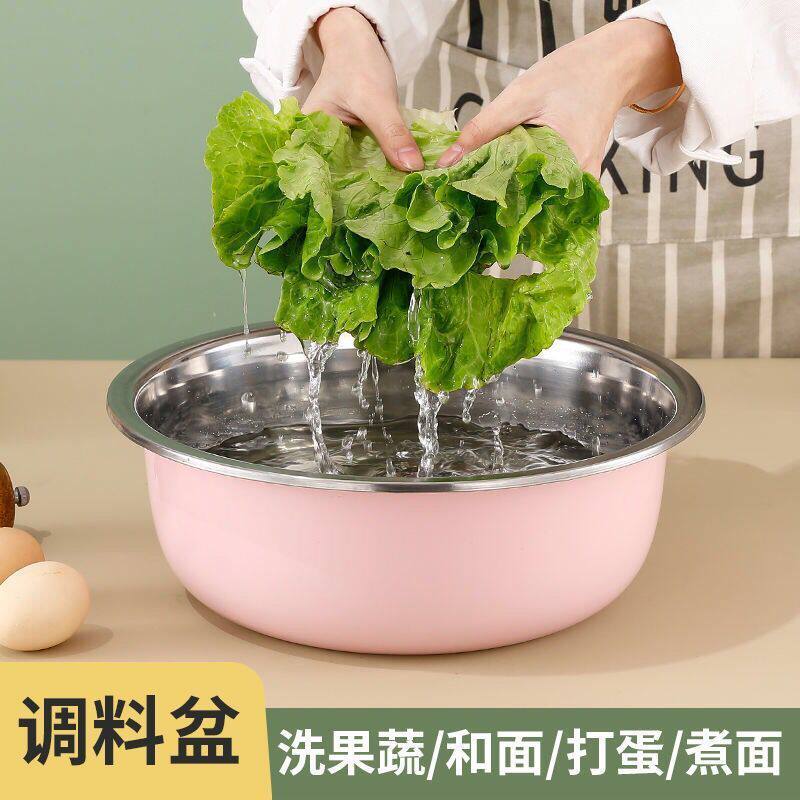 五件套装碗大盆碗铁碗彩色不锈钢汤碗家用大号泡面碗汤盆食堂餐具