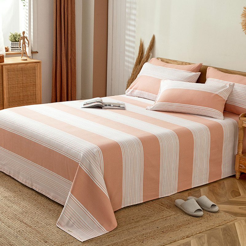 大床单250x270纯棉100全棉春秋条纹老粗布三件套加厚大学宿舍床单
